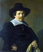 欧洲12-19世纪油画六_HALS, Frans - Portrait of a Man holding Gloves